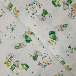 Algodón Popelín Elefantes Verdes - Tela infantil.