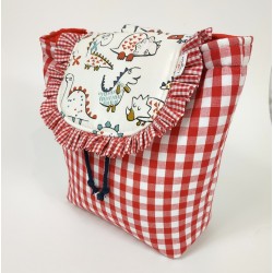 Mochila con Tapa Dinos Rojo...