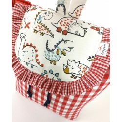 Mochila con Tapa Dinos Rojo - Mochila.