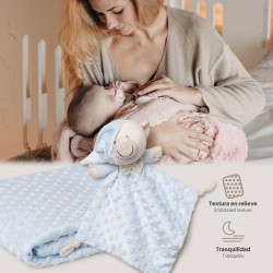 Juego de Manta y Dou dou en Celeste.