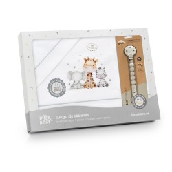 Juego de Sabanas de cuna en Blanco/Gris.