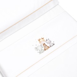 Juego de Sabanas de cuna en Blanco/ Beige.