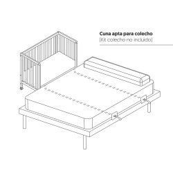 Cuna transformable en escritorio en blanco.