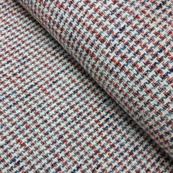 Tela Tweed Channel Rojo y Marino -Tela tweed Channel en color rojo y marino.