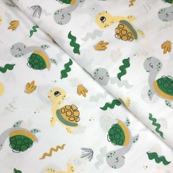 Algodón Popelín Tortugin - Tela algodón con estampado infantil