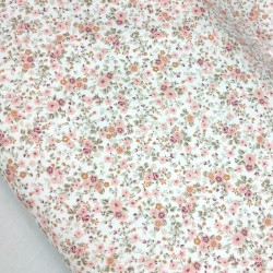 Viyella Anaís Rosa - Tela algodón blanco roto con estampado de flores.