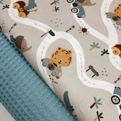 Algodón Popelín Rutas Baby - Tela con estampado infantil.