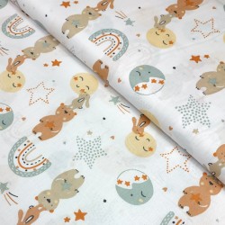 Algodón Popelín Laia Mint - Tela con estampado infantil.