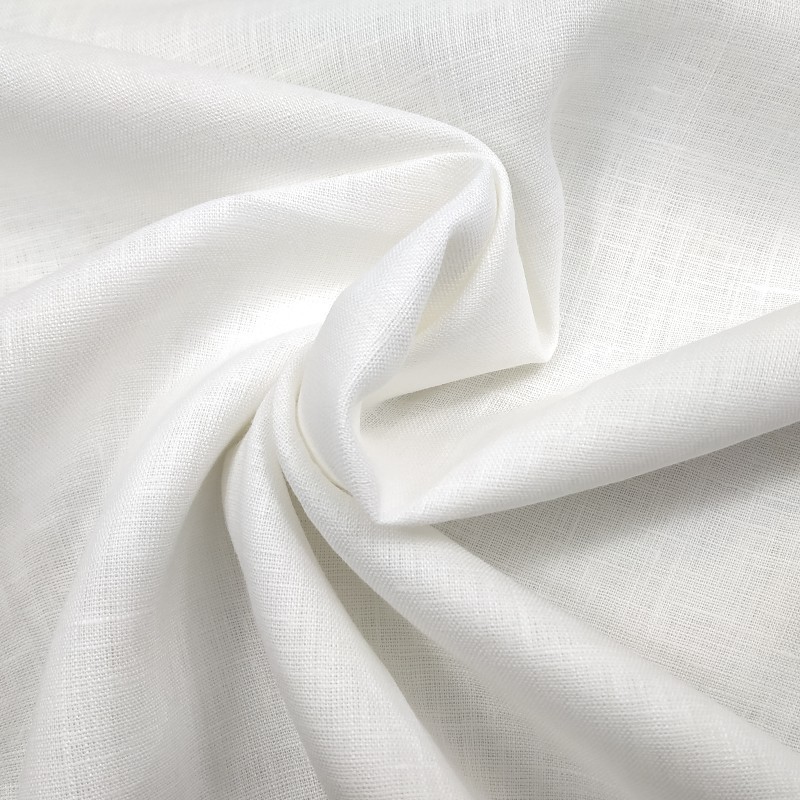 Tejido de lino y algodón en blanco